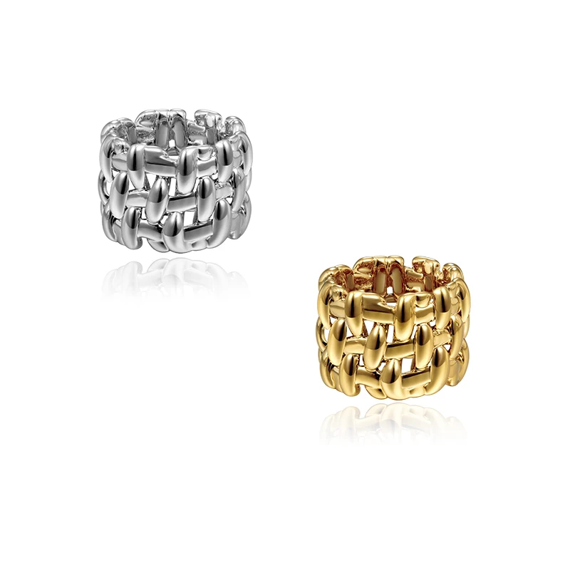 

Timeless Wonder Brass Geo Braided Stackable Rings Women Jewelry Punk Cocktail Trendy Gothic Designer Boho Rock Top Ins New 2683