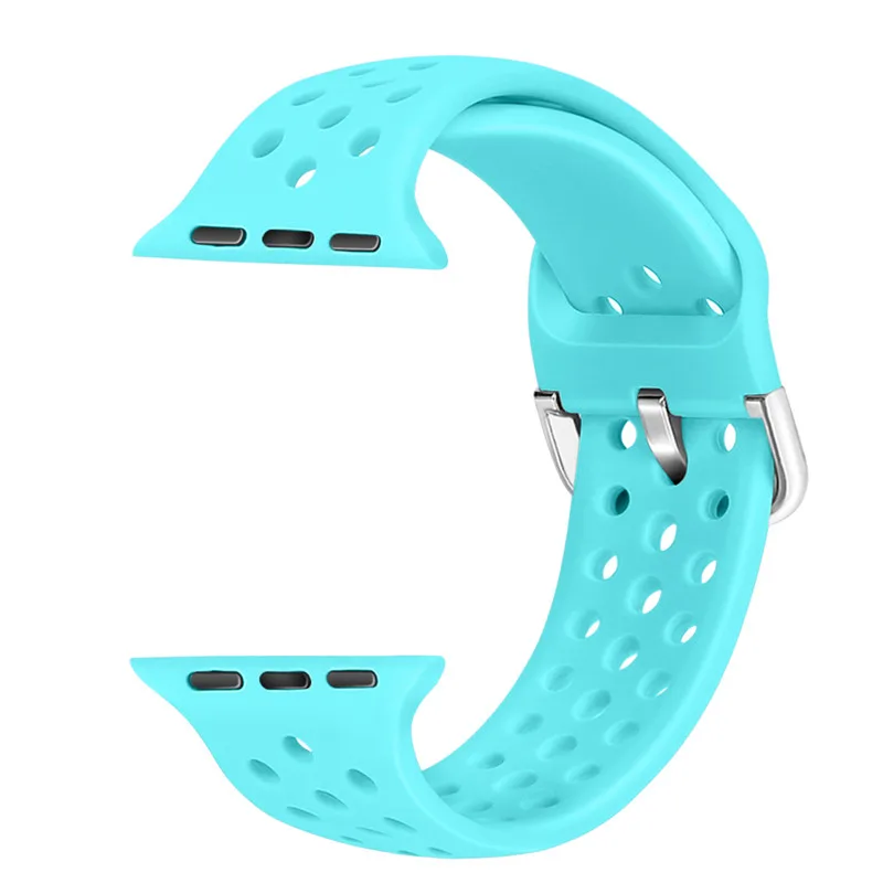 sky blue Ремешок для apple watch группа 4, версия 1, 2, 3, ремешок 44/40 мм силиконовый браслет для наручных часов iwatch серии, версия 1, 2, 3, ремешок 38, 42 мм, версия дышащий Браслет аксессуар - Цвет ремешка: sky blue
