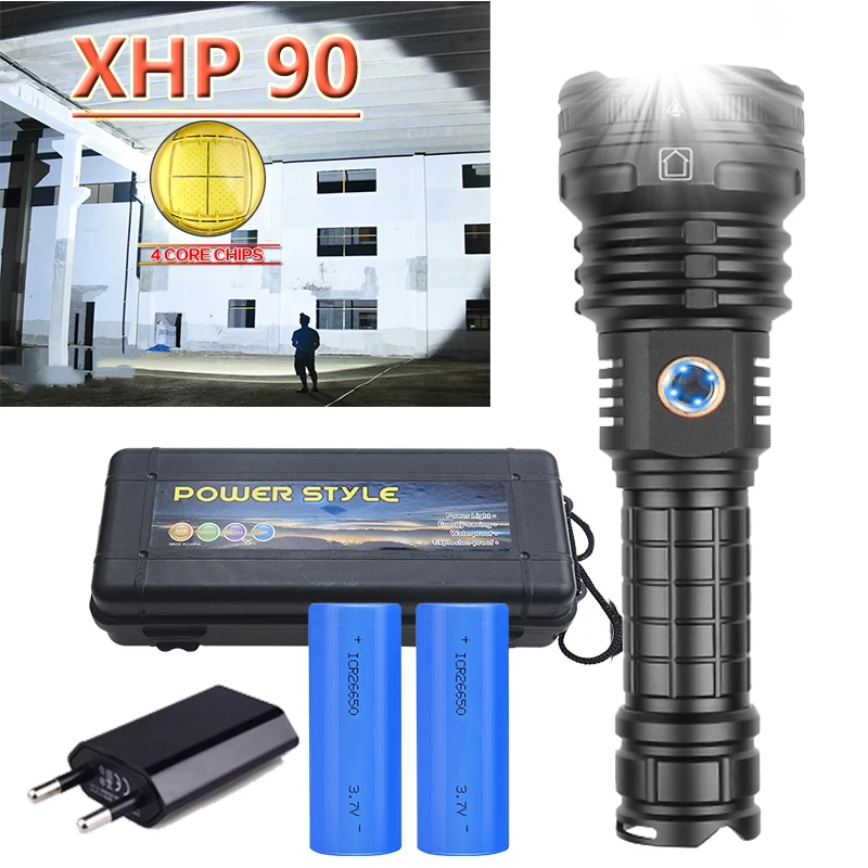 Светодиодный фонарик xhp90.2Most 500000 лм usb xhp50 перезаряжаемые тактические фонарики 18650