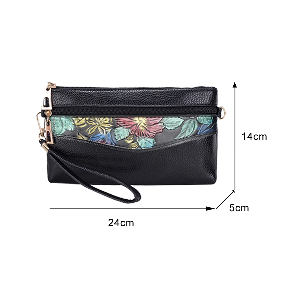 

Retro Litchi Pattern Splicing Shoulder Crossbody Purse Women Multilayer Flower Printed Money Bag Portable PU Leather Handbags