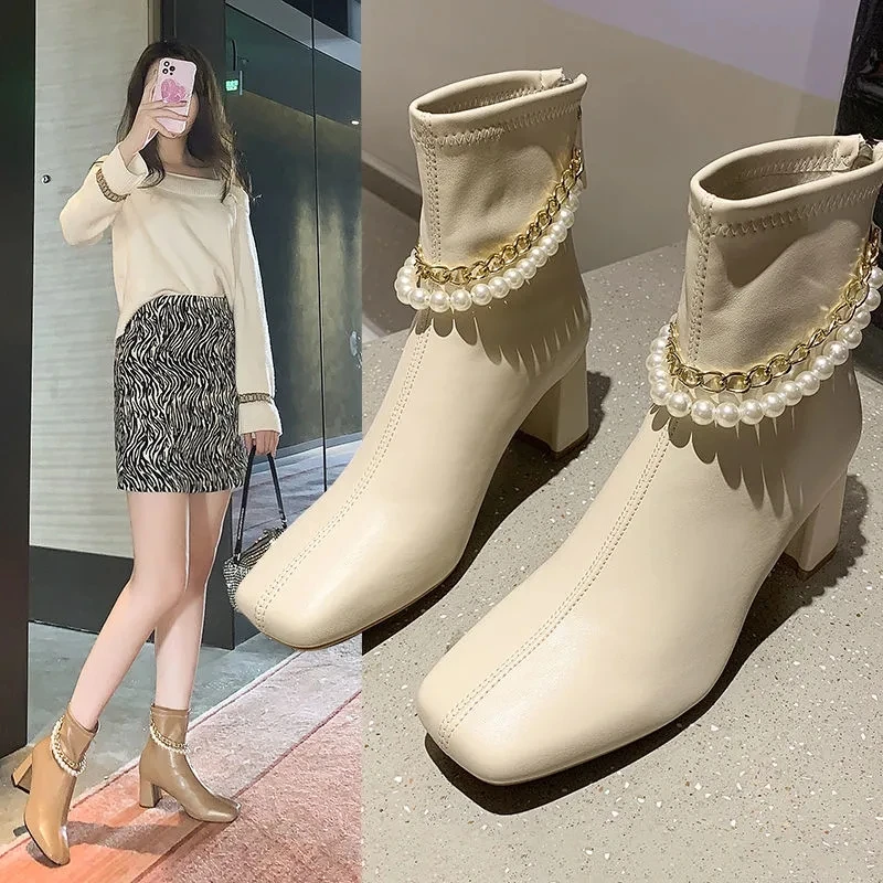 

Large size 42 43 ladies diamoud leather boots womens autumn winter waterproof shoes leisure trekking sneakers