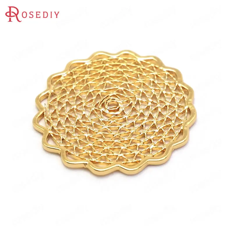 6 шт. латунные подвески с волнистыми краями 24 к|Подвески| |