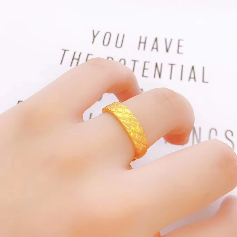 

OMHXFC Wholesale YM145 European Fashion Hot Fine Woman Man Lovers Party Birthday Wedding Gift Rhombus Resizable 24KT Gold Ring