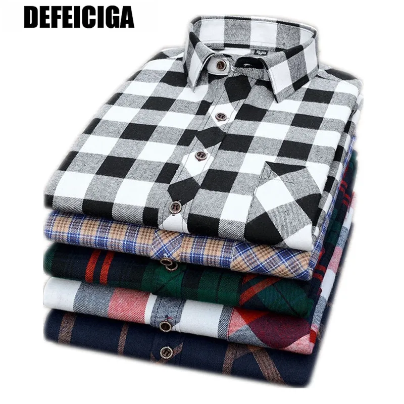 2019 классические мужские рубашки в клетку для отдыха английском стиле облегающие
