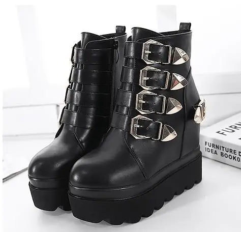 Модные женские готические сапоги ботильоны на шнуровке обувь в стиле панк