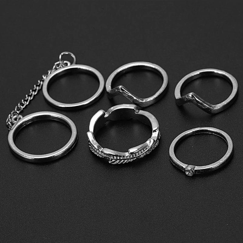 Комплект из 6 предметов партия колец Phalanx Fleche Moon Midi с жемчугом необычные ювелирные