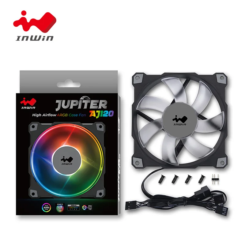 Инвин RGB кулер вентиляторы 120 мм вентилятор ПК Корпус Вентилятор CoolerCase Jupiter AJ120