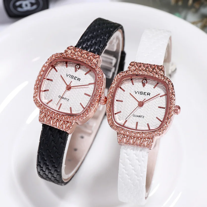 Часы наручные женские кварцевые роскошные модные повседневные с кожаным