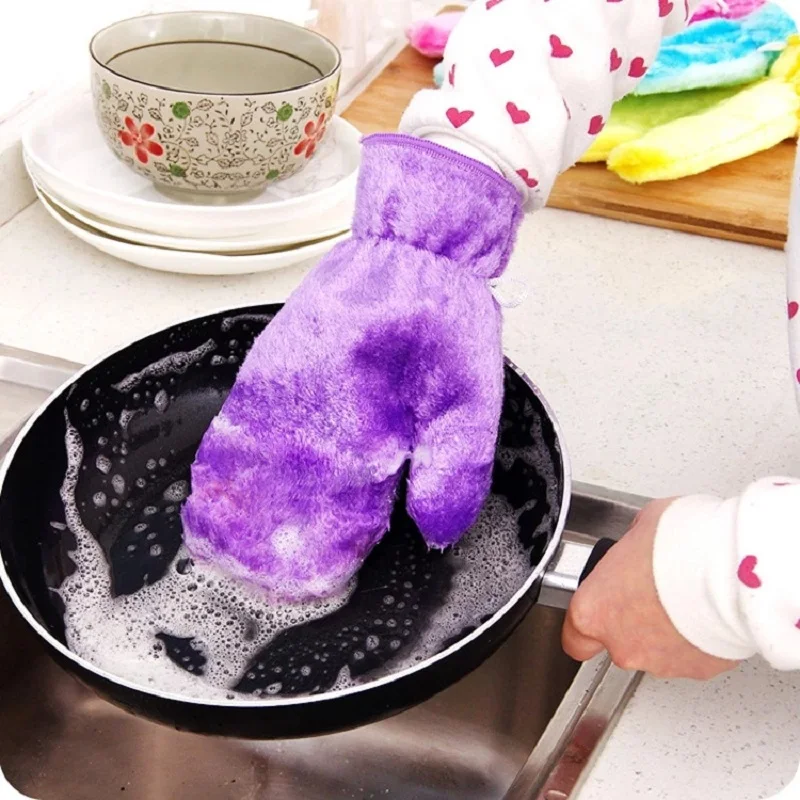 

2pc Magic Dishwashing Gloves Waterproof Oil Dish Washing Sponge Scrub Gloves Magic Decontamination Environmental Cleaning Gloves