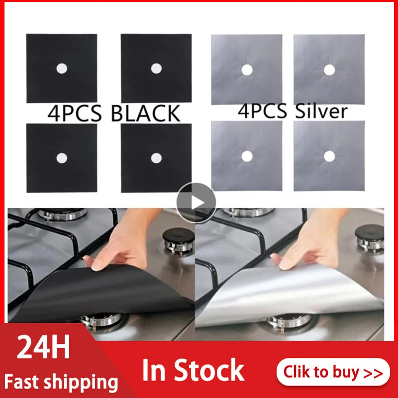 

4PCS Stove Protector Cover Liner Gas Stove Protector Gas Stove Stovetop Burner Protector Kitchen Accessories Mat Cooker Cover