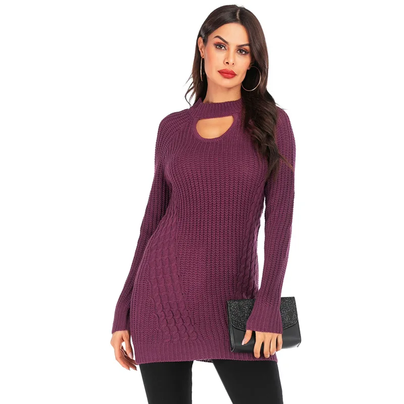 Женский трикотажный свитер с круглым вырезом в стиле пэчворк | Женская одежда