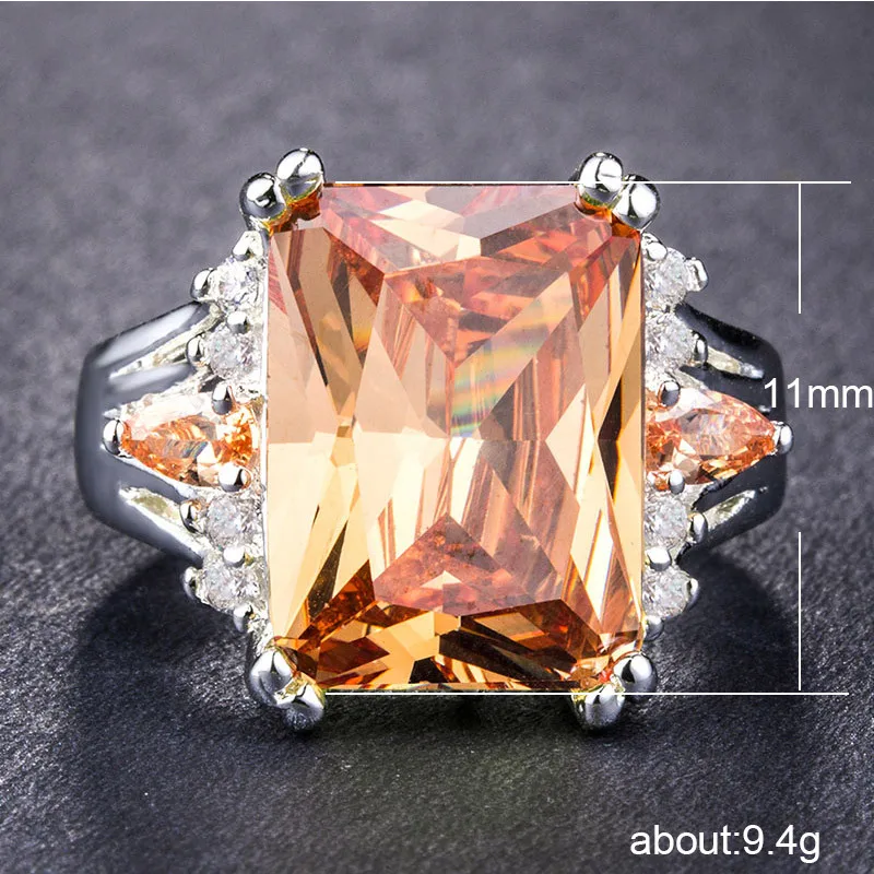 

Visisap Square Champagne Color Zircon Rings for Women Fashion Party Valentine Present Jewelry Accessories Wholesale A005