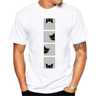 Модная мужская хипстерская Футболка с принтом кошки, с круглым вырезом и коротким рукавом