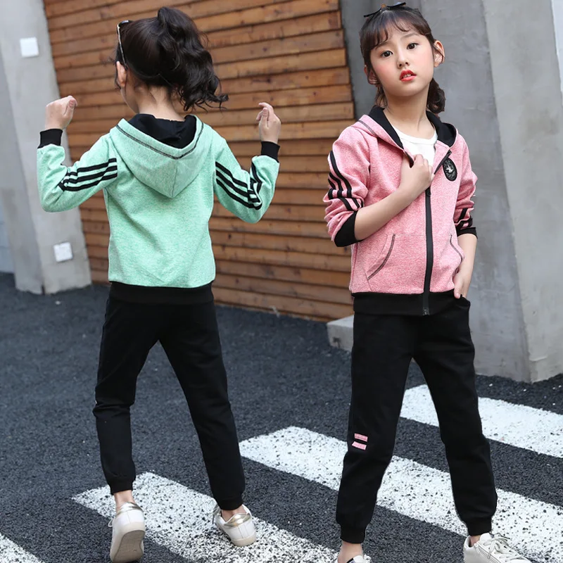 Комплект одежды для детей хлопковые осенние красные спортивные костюмы девочек