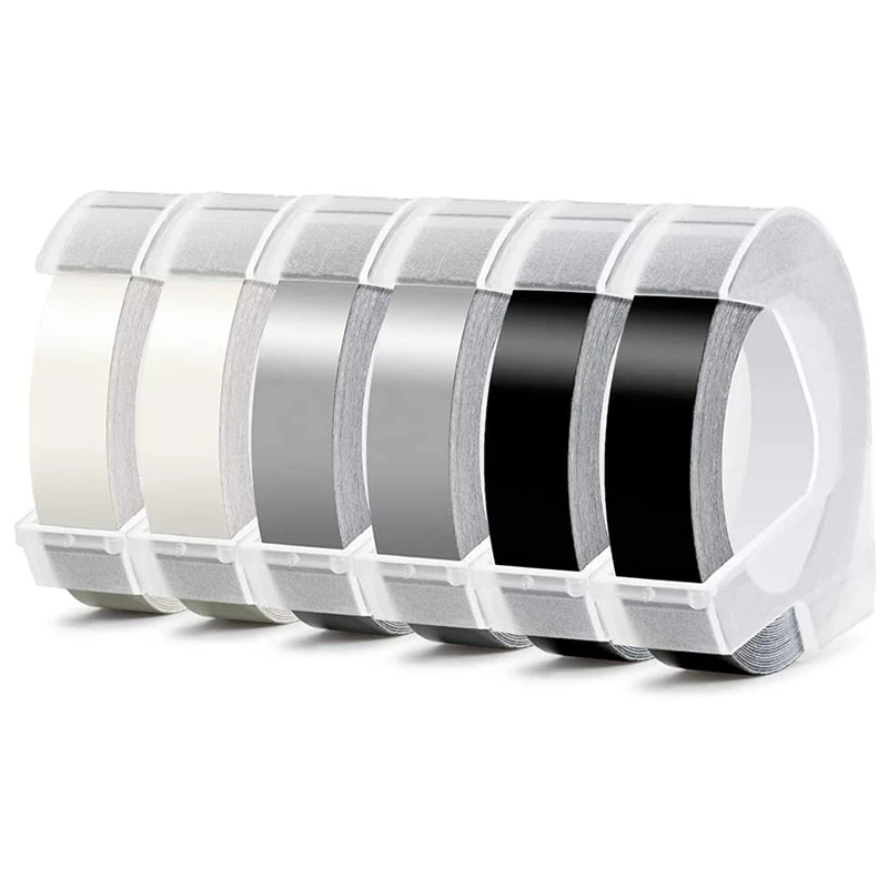 6 шт. совместимая тисненая лента для этикеток Замена Dymo 3D тиснение 9 мм X м этикетка