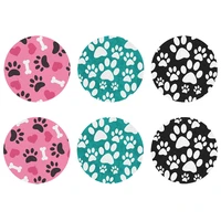 darmian 6pcs creative cat dog paw print coffe cup pads white bone paw coaster for home hotel non slip polyester cotton mats
