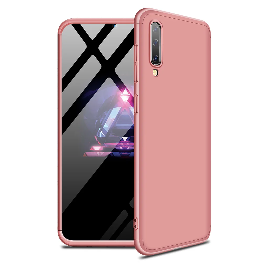 Rose gold 360 Защита ПК чехол для samsung A50 чехол A80 A70 A50S A50 S 50 Роскошный чехол для задней части корпуса samsung Galaxy A50 чехол A30S A20 A10 - Цвет: Rose gold