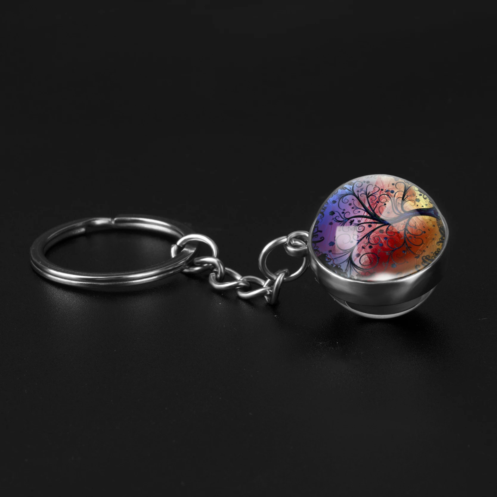 Древо жизни модный художественный двухсторонний стеклянный брелок для ключей