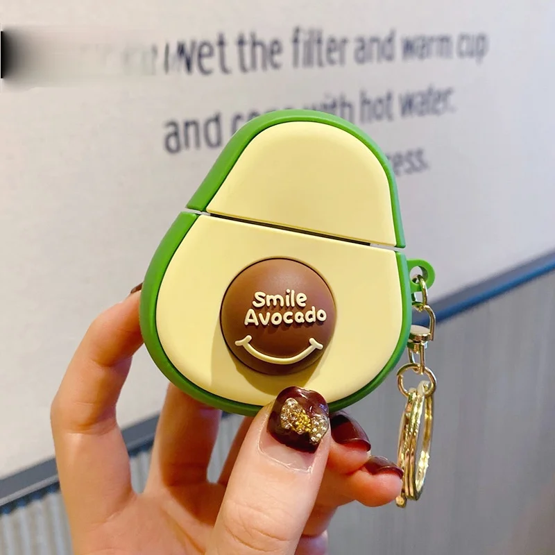 Creative Fashion Avocado AirPods Earphone Case Keychain   Personality Trend Charm Keychain   Ladies Bags Mobile Phone Keychain