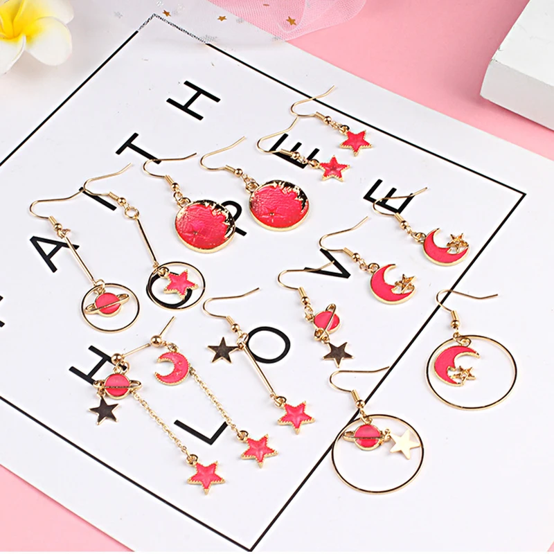 VIVILADY романтический стиль подвеска звезда на Луну Женские Висячие серьги голубой