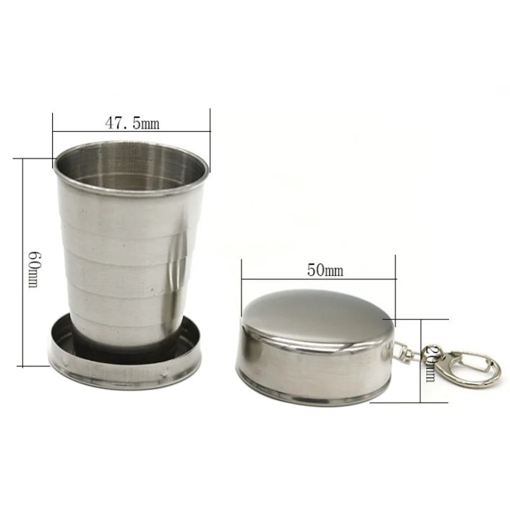Taza plegable de acero inoxidable, vaso retr&aacute;ctil plegable de acero inoxidable, blackjack, 250ml-3