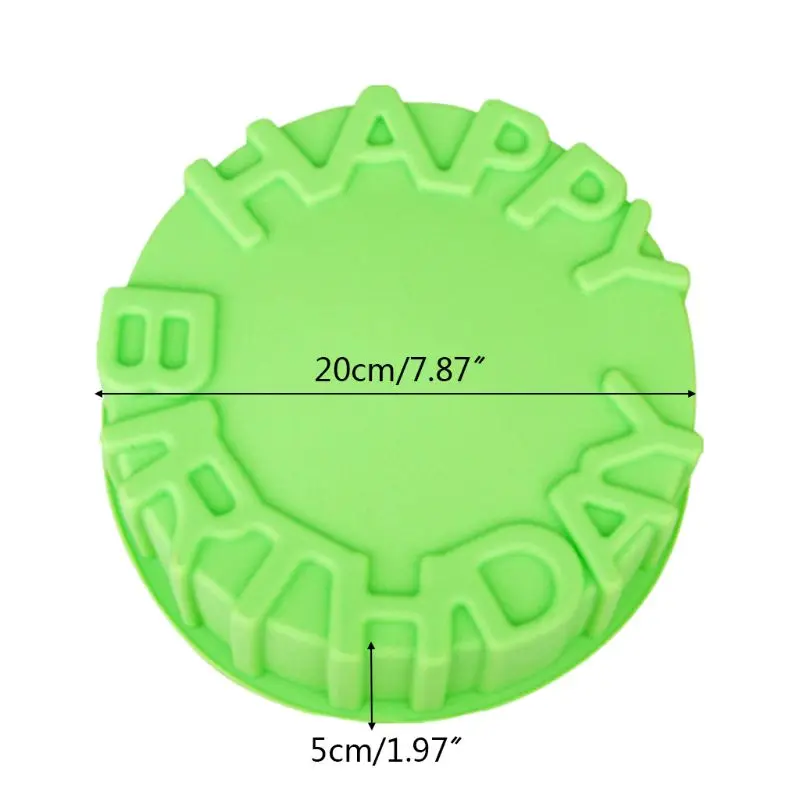 

7.9inch Happy Birthday Cake Pan Silicone Mold Round Cheese Pie Tart Bread Mould