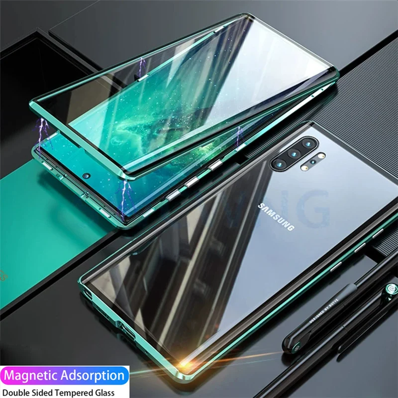 

Double Sided Tempered Glass cases For Samsung A 10 20 30 40 A50 A60 A70 A80 Magnetic Metal cover Galaxy M20 M30 A7 A8 A9 A81 A91
