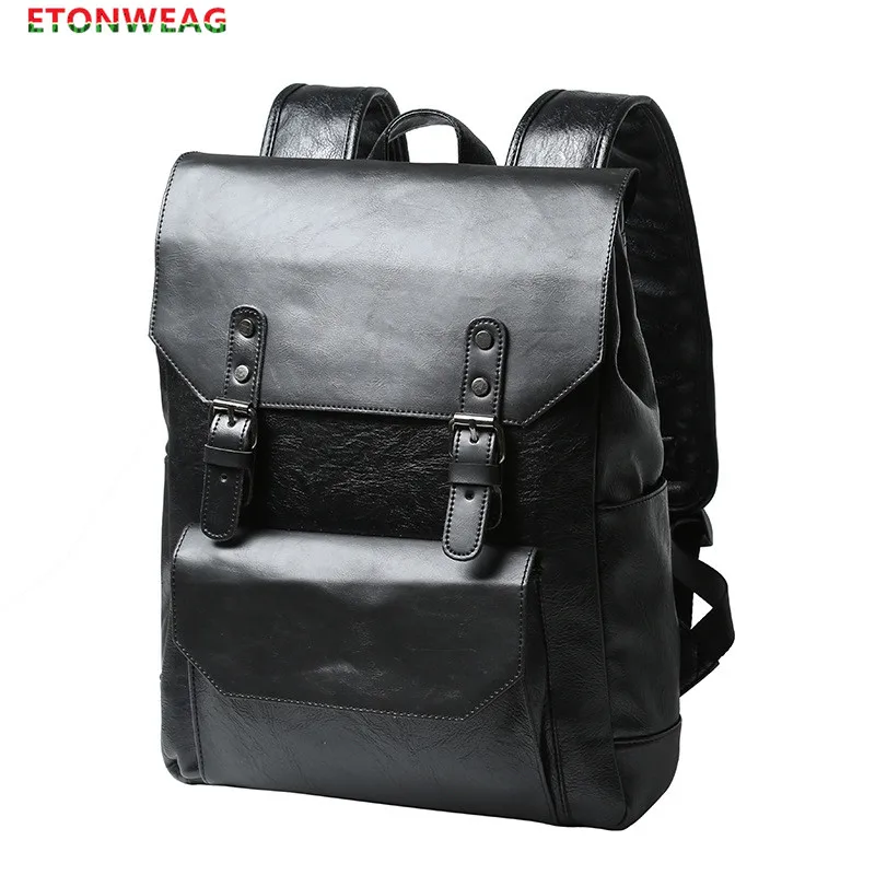 Рюкзак мужской из искусственной кожи водонепроницаемый винтажный для ноутбука