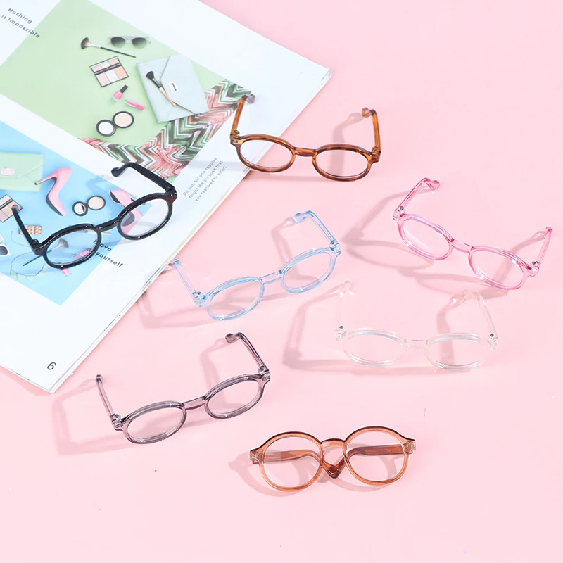 

New Fashion 1PCS 9CM Leopard Transparent Round Glasses For 1/6 Doll Decor Accessories Toys