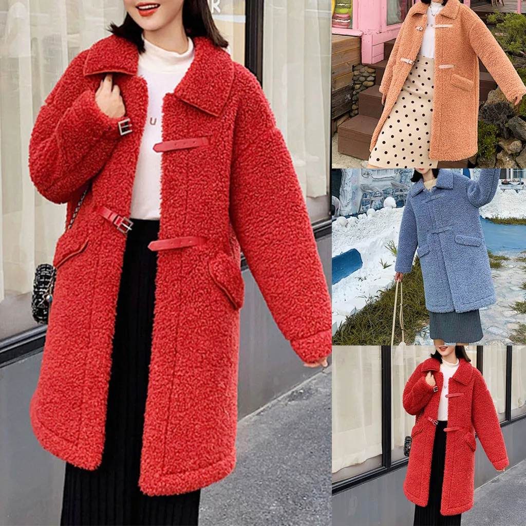 Женские пальто из искусственного меха зима 2019 длинная куртка для женщин овечьей