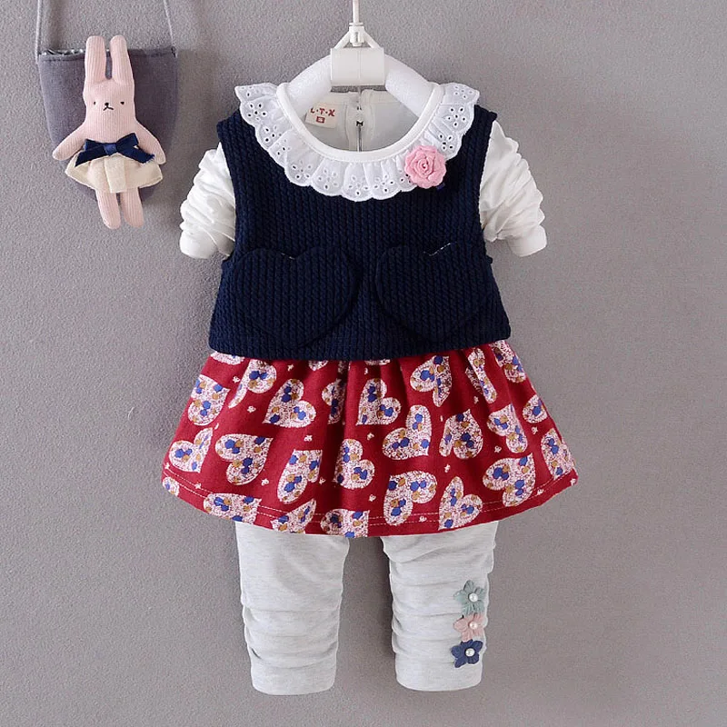 Комплекты одежды для маленьких девочек осень-весна 3 предмета детский спортивный