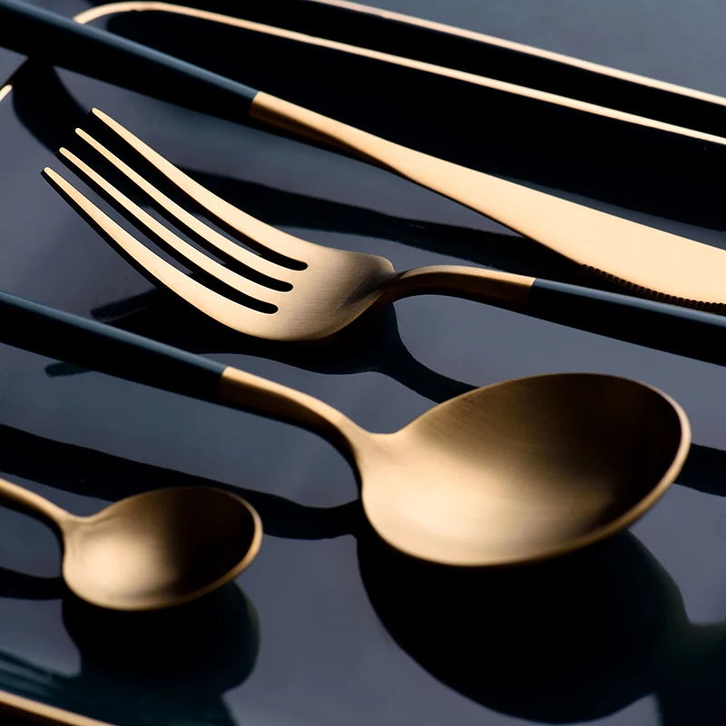 Набор столовых приборов золотистого цвета из нержавеющей стали 18/10 набор с