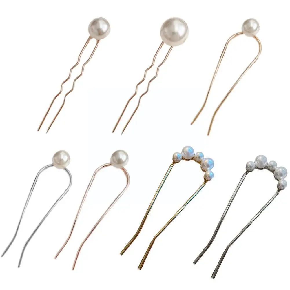 

Women U Shape Simulated Pearl Barrette Clip Wedding Wedding Bridal Accessories Hairstyle Hair X8w8