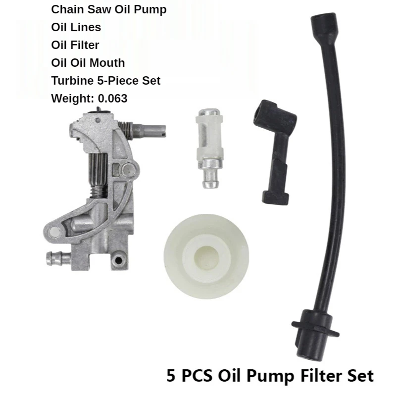

Chain Saw Oil Pump Engine Oil Pipe Oil Outlet Nozzle Turbine 5-piece Set