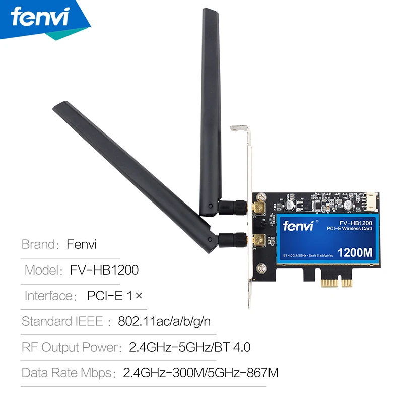 Адаптер Escritorio doble banda 1200 Мбит/с Bluetooth 4 0 PCI E Wi Fi 802.11ac Broadcom Fi|Сетевые карты| |