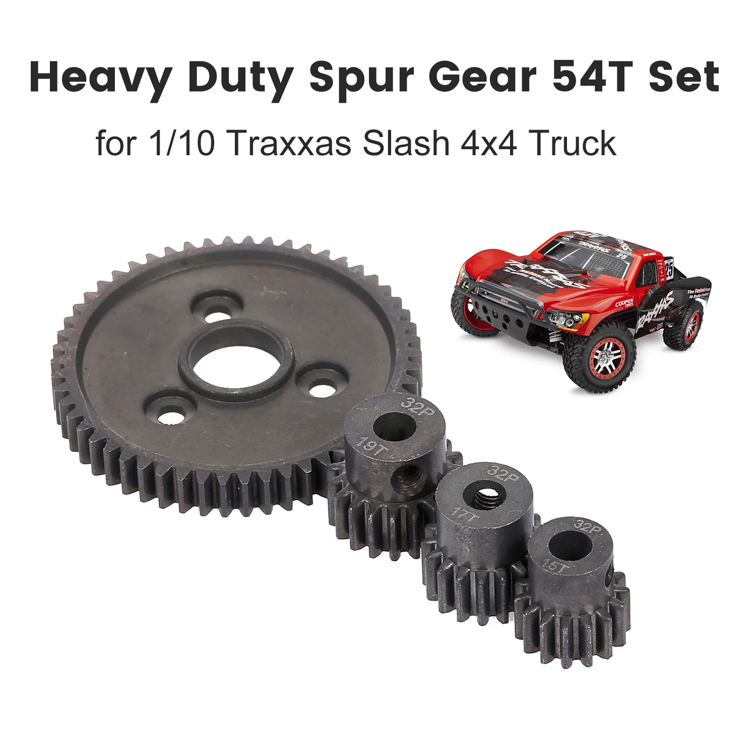 Тяжелый механизм из закаленной стали 54T с 15T/17T/19T шестернями для Traxxas Slash 4x4 Stampede 1/10