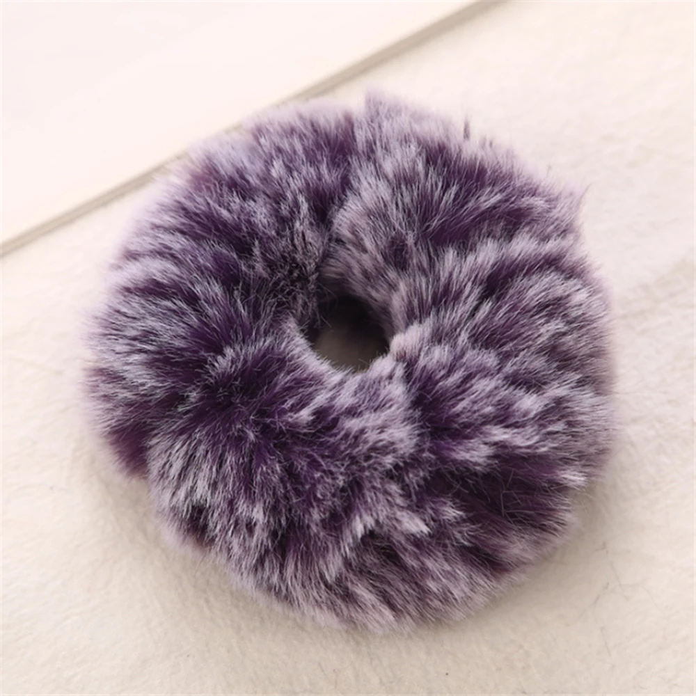 1PC Горячая распродажа искусственного меха пушистые резинки для волос на зиму для девочек, эластичная резинка для волос, однотонные мягкие плюшевые аксессуары для женщин.