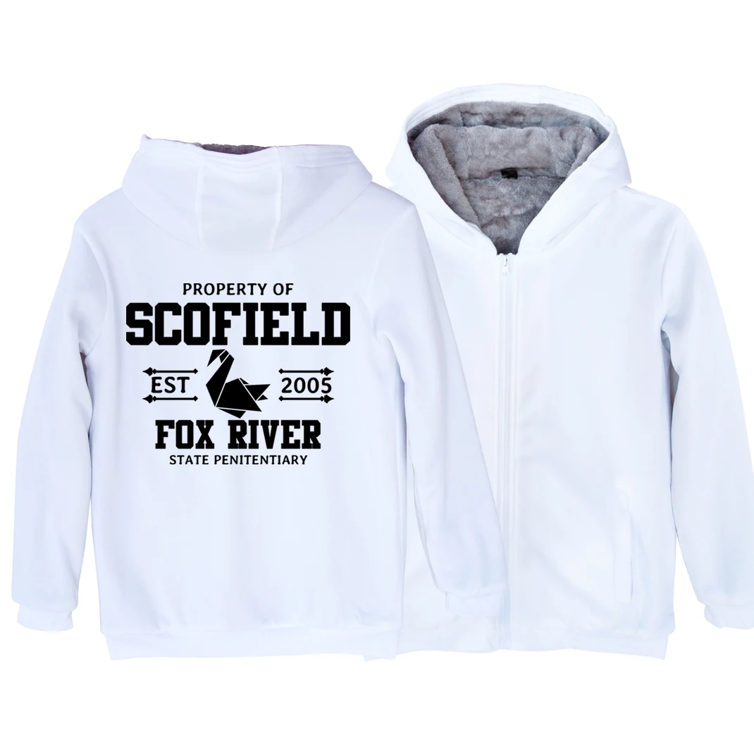 Man Boy Parkas Full Zip Coat Plus Velvet Autumn Winter Couple Clothes Prison Break Fox River Paper Crane Duck Swan Scofield