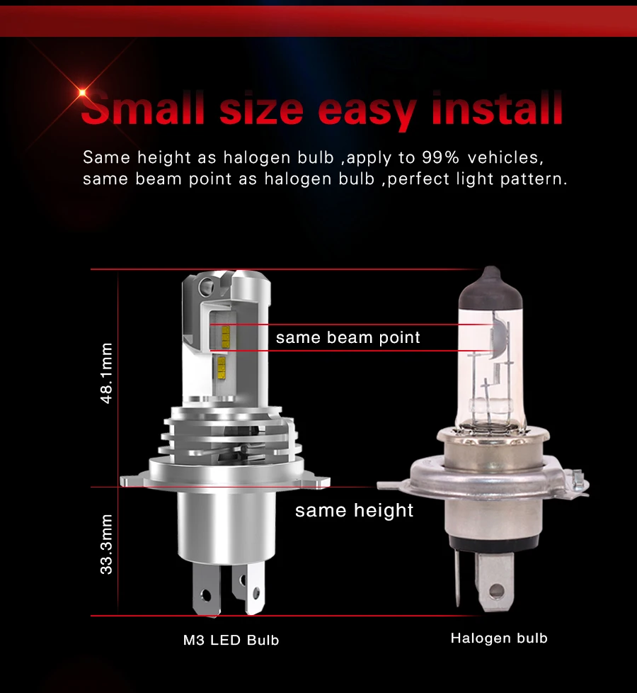

Lmusonu H3 H4 H7 H11 Mini M3 Led Headlight For Car Auto All In One ZES Chips 5000LM Front Lamps 1:1 Bulb Cutting Line Clear Beam
