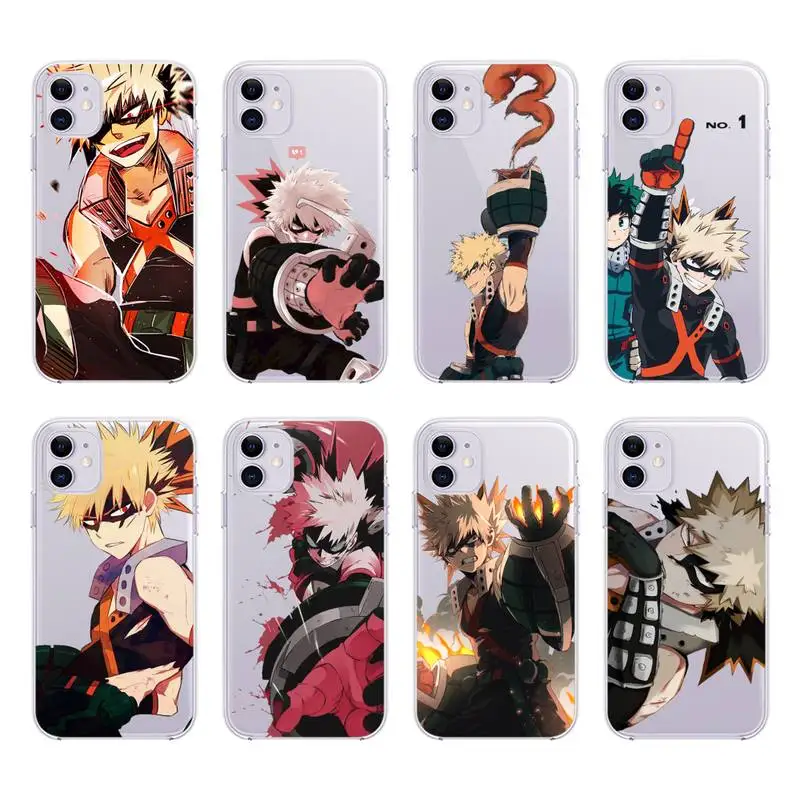 

My Hero Academia Bakugo Katsuki Phone Case For IPhone 13 Mini 12 11 Pro Max Xs X Xr 7 8 Plus Se 2020 Transparent Clear Coque