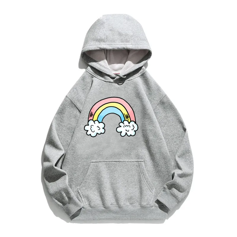 

Women Hoodie Catton Rainbow Bridge Printed Hoodies Women Fleece Long Sleeve Sweatshirt with Hat Girls Pullovers Winter