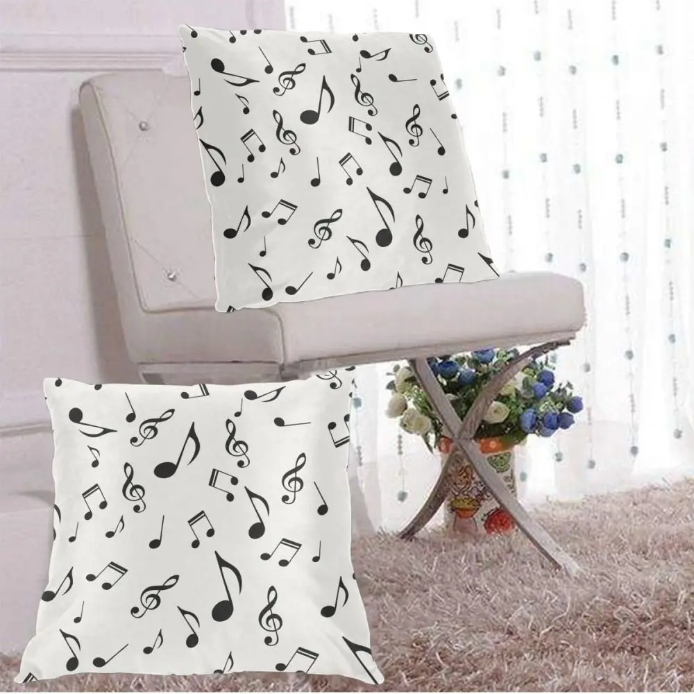 

Square Decorative Throw Pillows Musical Notes Cushion Covers Cases Pillowcases for Sofa Bedroom Car Chair 2 Pieces