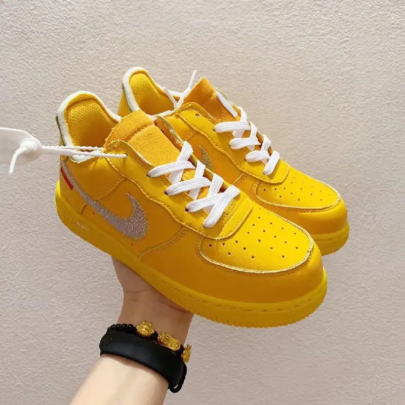

NK- air Force react 1 Children's 1 Volt 2.0 Kids Sneakers White Orange Yellow Black Boys Girls Luxury designer