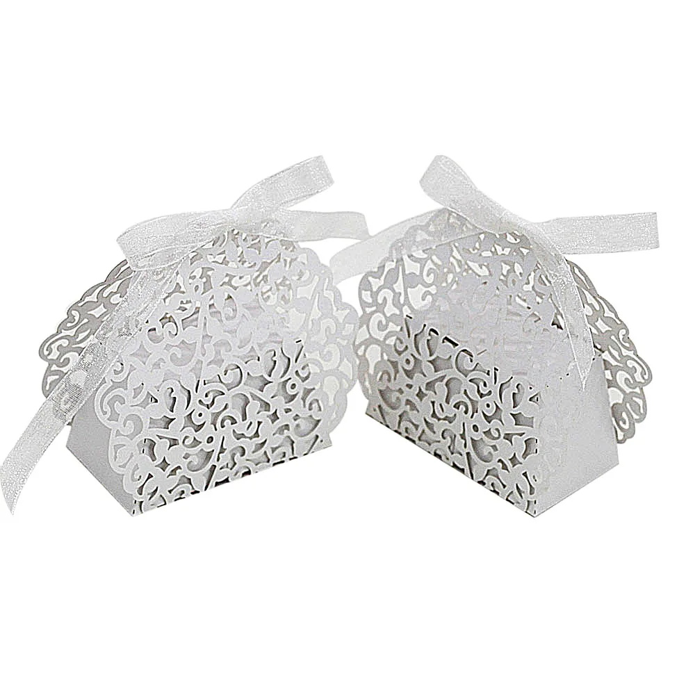 20шт Романтический лазерной резки коробка конфет на свадьбу Подарочная жемчужная