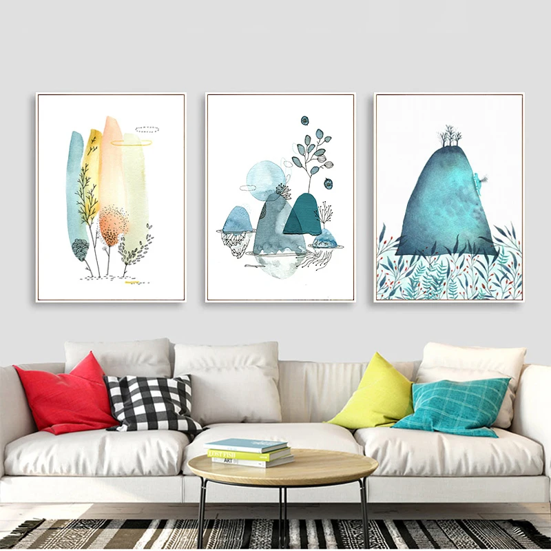 Скандинавские небольшие свежие украшения живопись современная простая гостиная