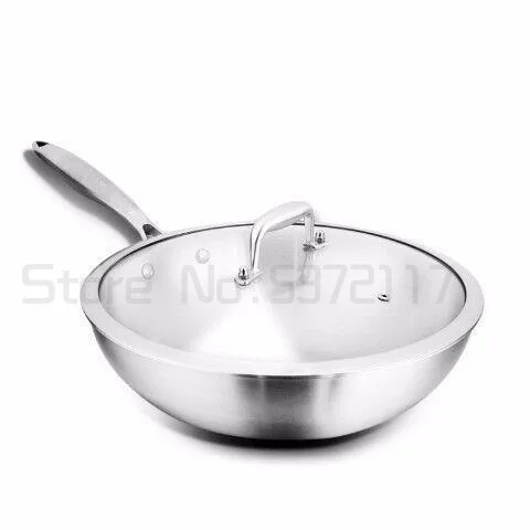 

Hot Sale Non-stick Frying Pan Kitchen Accessories Pot Non-coated Pot Induction Wok Tempered Glass Cover Home Healthy