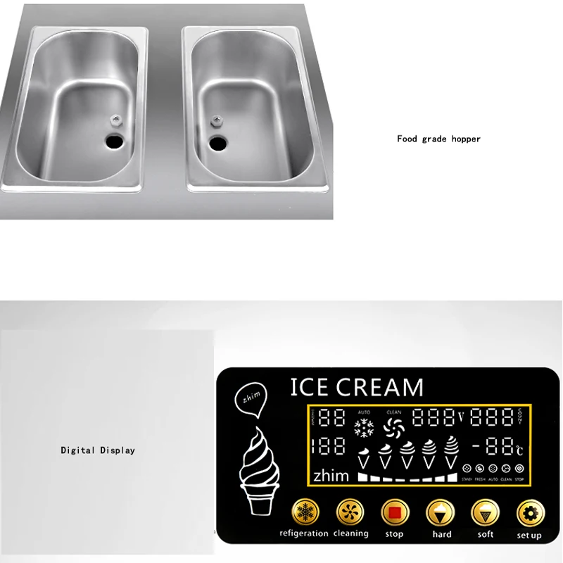 Коммерческий аппарат для приготовления мягкого мороженого с ЖК-дисплеем