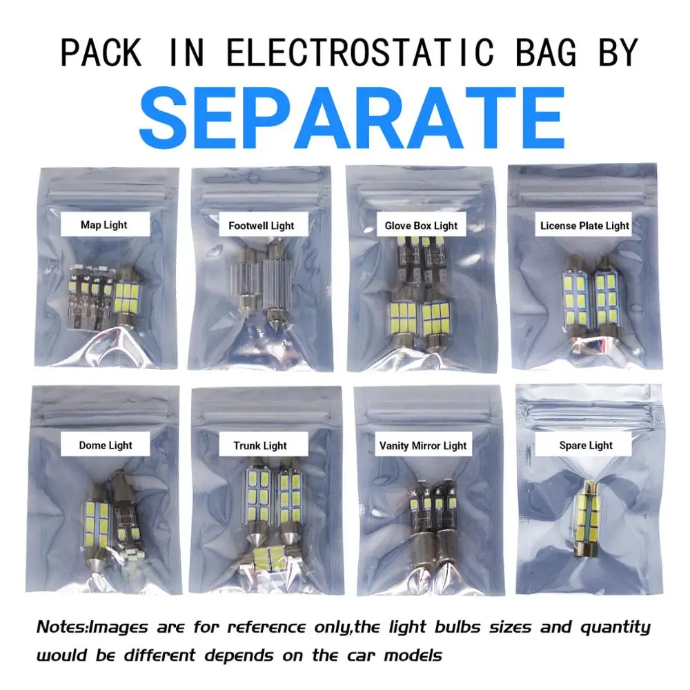 20 шт./компл. белый автомобиль светодиодный светильник Интерьер Карта Купол лампы