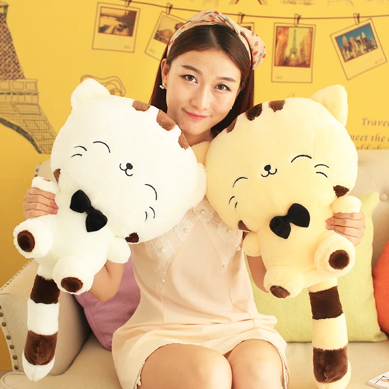 

Big Face Cat Sofa Pillow Cute Cat Plush Doll Toys Home Gifts Plush Dolls Soft Bowknot Party Decor Stuffed Toys Sleeping Cushions