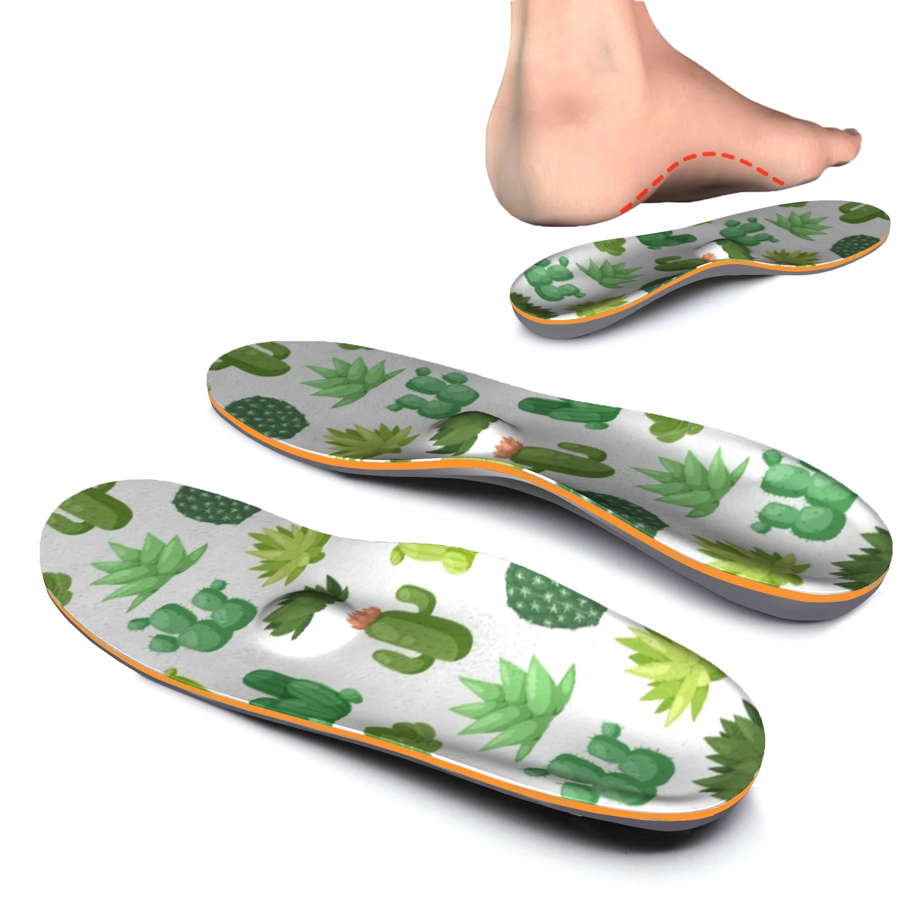 

Нескользящие стельки с растительным рисунком, Дышащие стельки с высокой поддержкой свода стопы для бега, ортопедические вставки из пены с э...